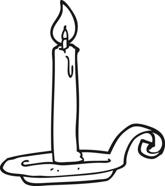 Bir insan tarafından çizilmiş siyah beyaz mum çizimi.