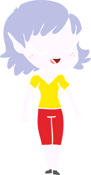 Bir insan tarafından çizilmiş mutlu düz renkli çizgi film elf kızı