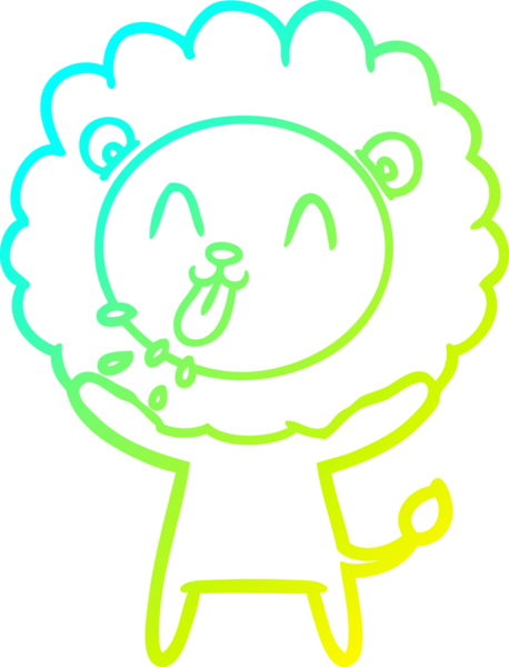 Bir insan tarafından çizilmiş mutlu çizgi film aslanı çizimi.