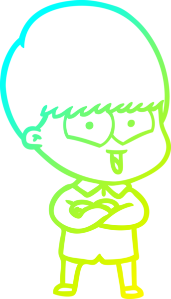 Bir çizgi film karakteri çizen soğuk çizgi bir insan tarafından çizilmiş mutlu çocuk.