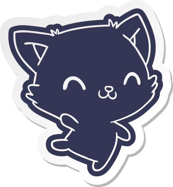 Bir insan tarafından çizilmiş sevimli kawaii kedisinin çizgi film etiketi.
