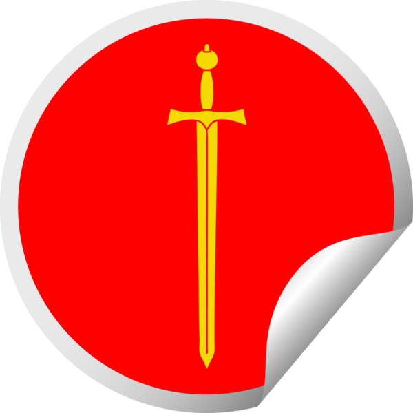 Bir insan tarafından çizilmiş dairesel soyulmuş garip bir çizgi film kılıcı.