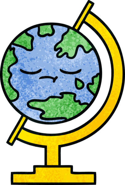 Bir insan tarafından çizilmiş dünyanın retro grunge desen karikatürü.