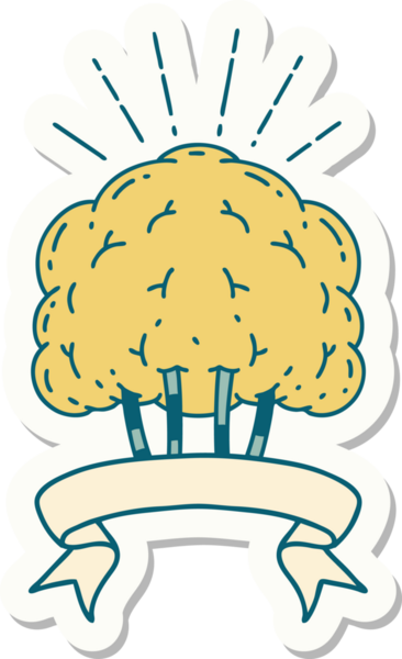 Bir insan tarafından çizilmiş dövme stili bir ağacın çıkartması.