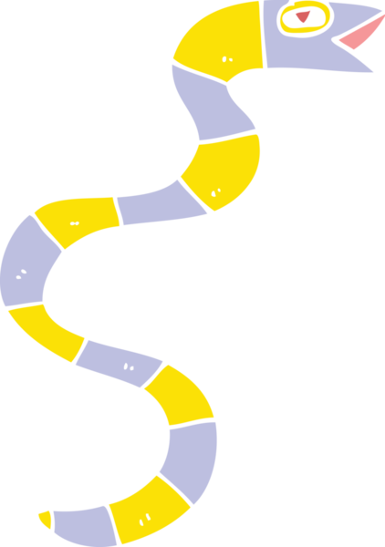 Bir insan tarafından çizilmiş düz renkli çizgi film yılanı.