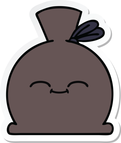 Bir insan tarafından çizilmiş şirin bir karikatür çuvalı.