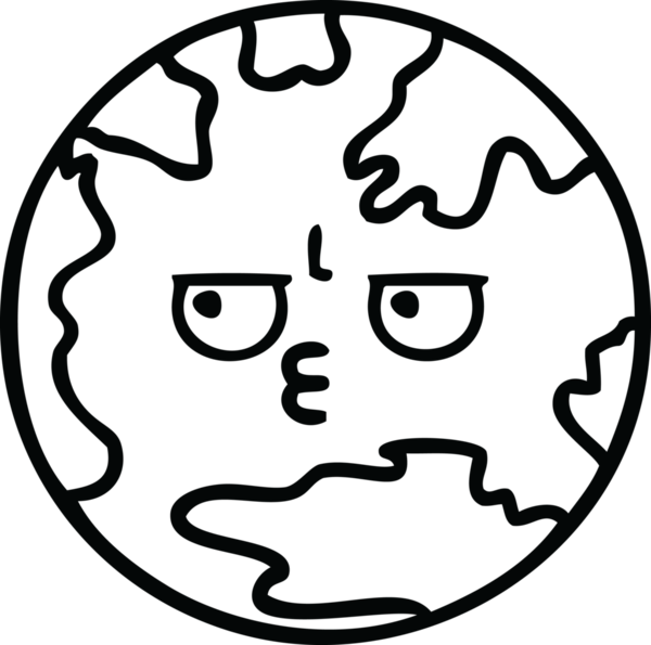 Bir insan tarafından çizilmiş bir gezegenin çizgi çizimi.