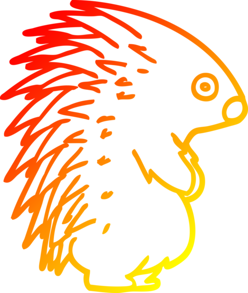 Bir insan tarafından çizilmiş sivri dikenli kirpinin sıcak çizgi çizimi