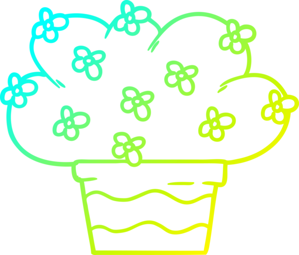 Bir insan tarafından çizilen karikatür bitkisinin soğuk gradyan çizimi