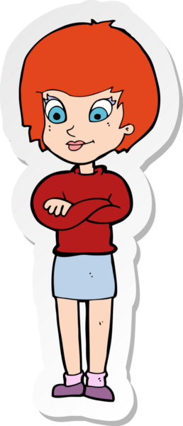 Bir insan tarafından çizilmiş gururlu bir kadının çıkartması.