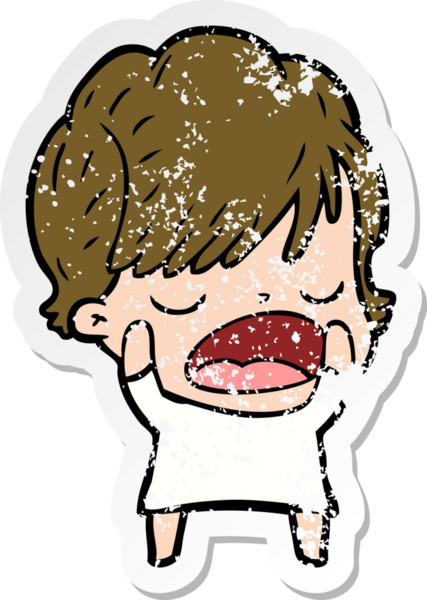 Bir insan tarafından çizilmiş karikatür kadının sıkıntılı çıkartması.