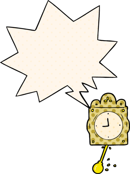 Bir insan tarafından çizilmiş çizgi roman tarzında sarkaçlı çizgi film tik-tak saati.