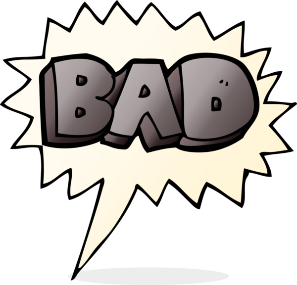 Bir insan tarafından çizilmiş konuşma balonlu kötü işaret.