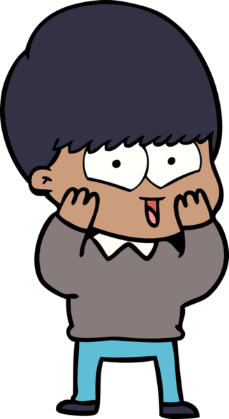 Bir insan tarafından çizilmiş mutlu çocuk çizgi filmi.