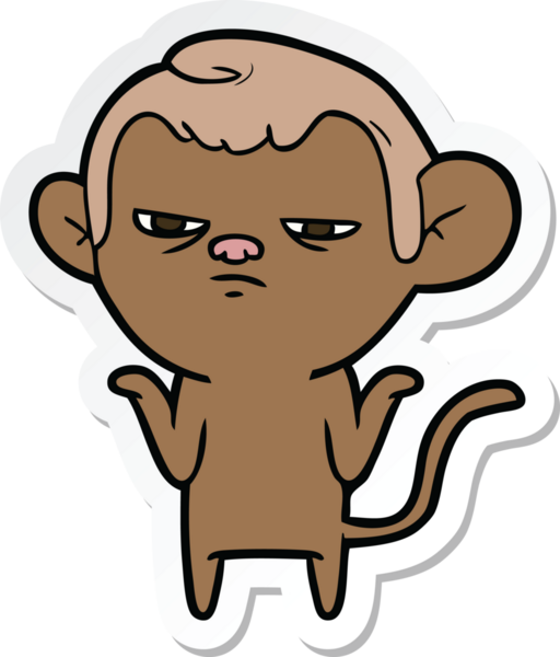 Bir insan tarafından çizilmiş çizgi film maymununun çıkartması.