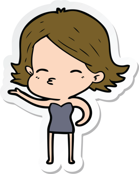 Bir insan tarafından çizilmiş bir karikatür kadının çıkartması.