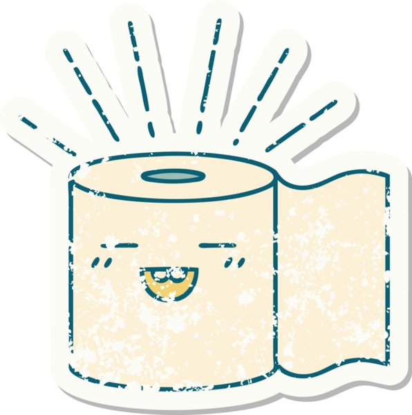 Bir insan tarafından çizilmiş eski bir dövme stili tuvalet kağıdı çıkartması.