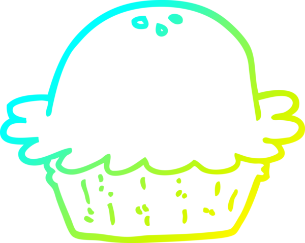 Bir insan tarafından çizilen çizgi film pastasının soğuk gradyan çizimi