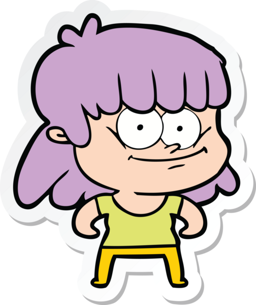 Bir insan tarafından çizilmiş gülümseyen bir karikatür çıkartması.