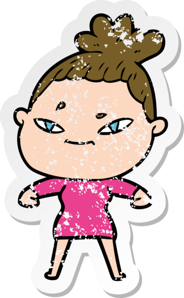 Bir insan tarafından çizilmiş karikatür bir kadının sıkıntılı çıkartması.