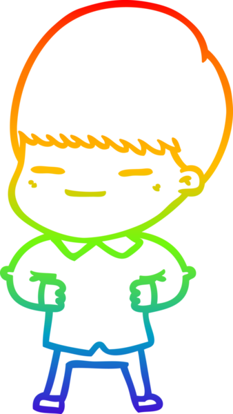 Gökkuşağı gradyan çizgi çizimi bir insan tarafından çizilmiş kendini beğenmiş bir çocuk.