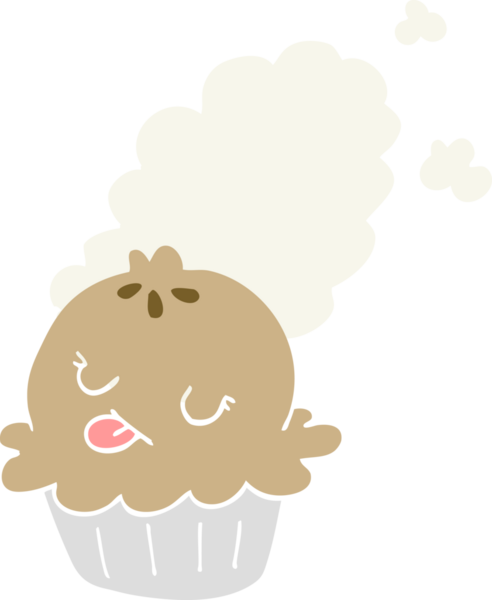 Bir insan tarafından çizilmiş şirin düz renkli çizgi film pastası.