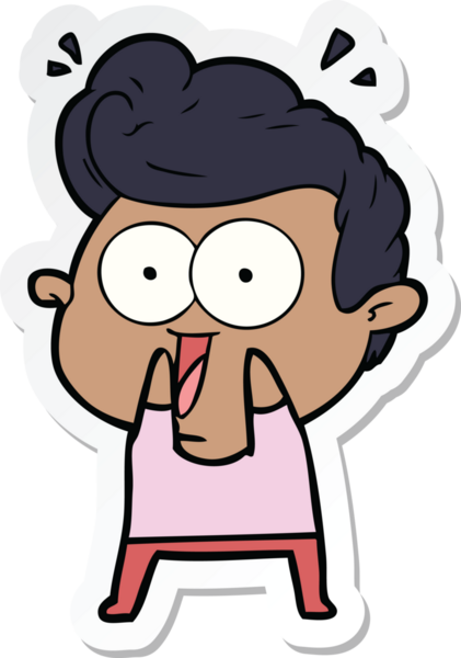 Bir insan tarafından çizilmiş heyecanlı bir adamın çıkartması.