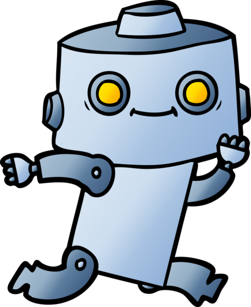 Bir insan tarafından çizilmiş çizgi film robotu