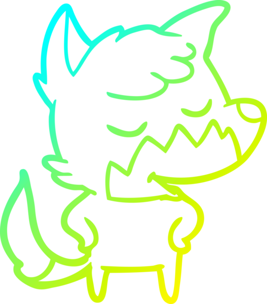 Bir insan tarafından çizilmiş dost canlısı bir tilkinin soğuk çizgi çizimi.