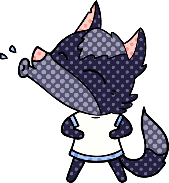 Bir insan tarafından çizilmiş uluyan kurt çizgi filmi.