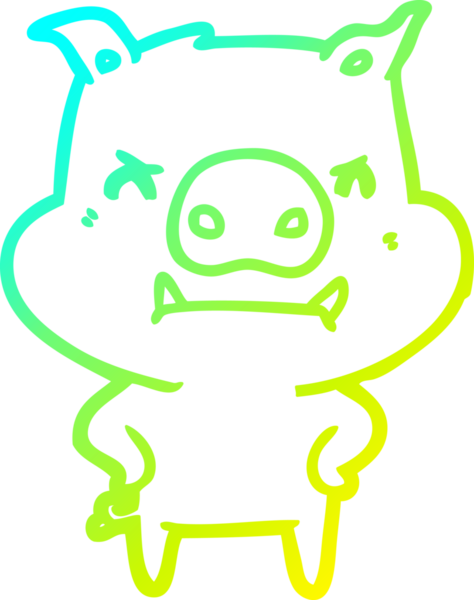 Bir insan tarafından çizilmiş kızgın çizgi film domuzu çizimi.