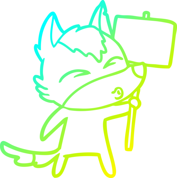 Bir insan tarafından çizilmiş protestolu bir kurt çizgi çizimi.