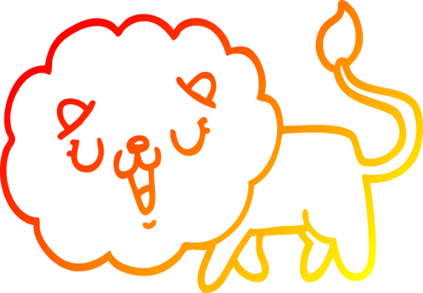 Bir insan tarafından çizilmiş şirin bir aslanın sıcak çizgi çizgisi.