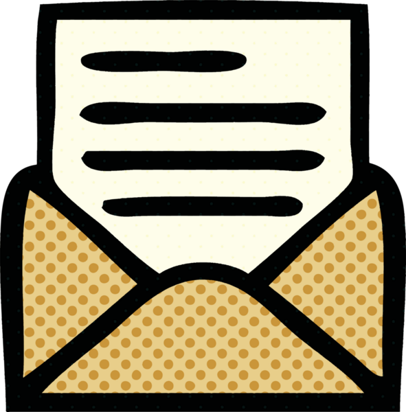 Bir insan tarafından çizilmiş bir mektup ve zarfın karikatürü.