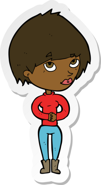 Bir insan tarafından çizilmiş bir karikatür kadının çıkartması.