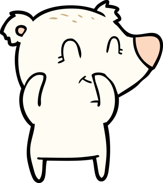 Bir insan tarafından çizilmiş kıkırdayan kutup ayısı çizgi filmi.