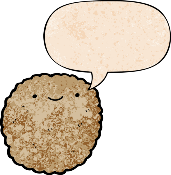 bir insan tarafından çizilmiş eski moda konuşma baloncuklu çizgi film bisküvisi