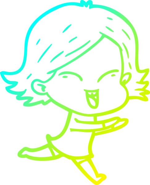 Bir insan tarafından çizilmiş mutlu çizgi film kızı çizimi.