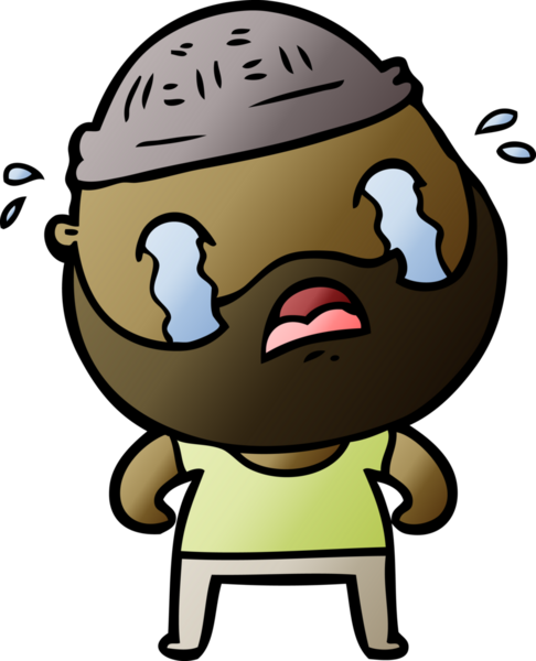 Çizgi film sakallı adam bir insan tarafından çizilmiş ağlıyor.