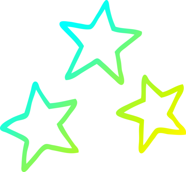 Bir insan tarafından çizilen çizgi film yıldızlarının soğuk gradyan çizgileri.