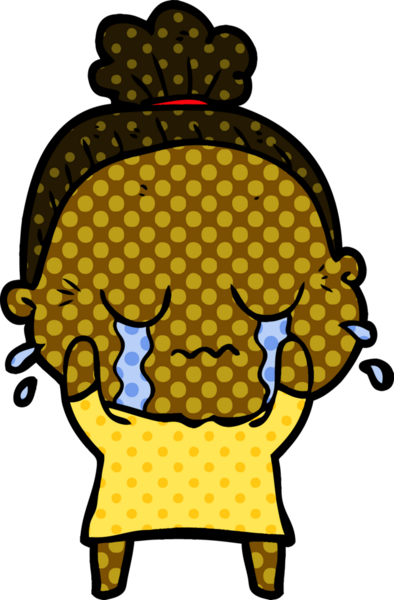 Bir insan tarafından çizilmiş ağlayan yaşlı kadın çizgi filmi.