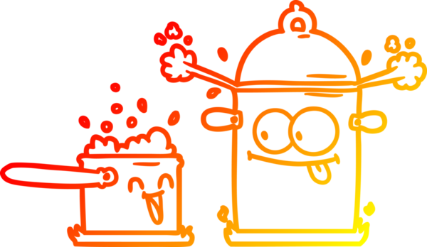 Kabaran tavaların sıcak çizgi çizimi bir insan tarafından çizilmiş.