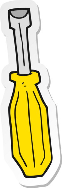 Bir insan tarafından çizilmiş karikatür tornavida etiketi.