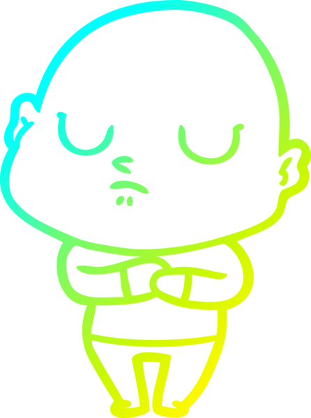 Bir insan tarafından çizilmiş kel bir adamın soğuk çizgi çizimi.