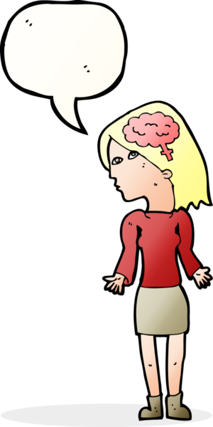 Bir insan tarafından çizilmiş konuşma baloncuğuyla omuz silken zeki bir kadın.