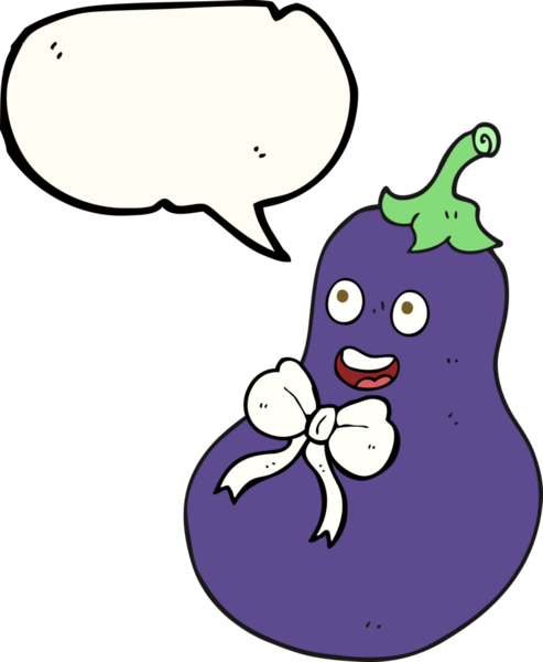 Bir insan tarafından çizilmiş serbest konuşma balonu patlıcan karikatürü