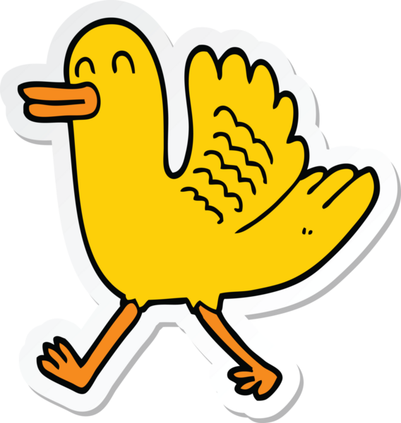 Bir insan tarafından çizilmiş bir ördeğin çıkartması.