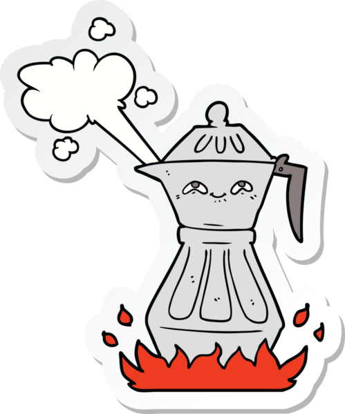Bir insan tarafından çizilmiş bir kahve makinesinin çıkartması.