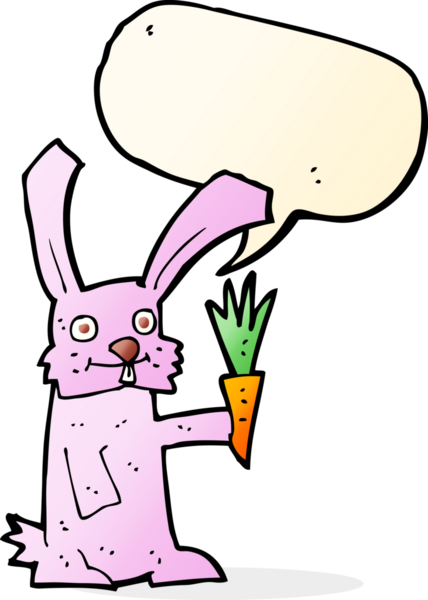 Bir insan tarafından çizilmiş havuçlu çizgi film tavşanı.