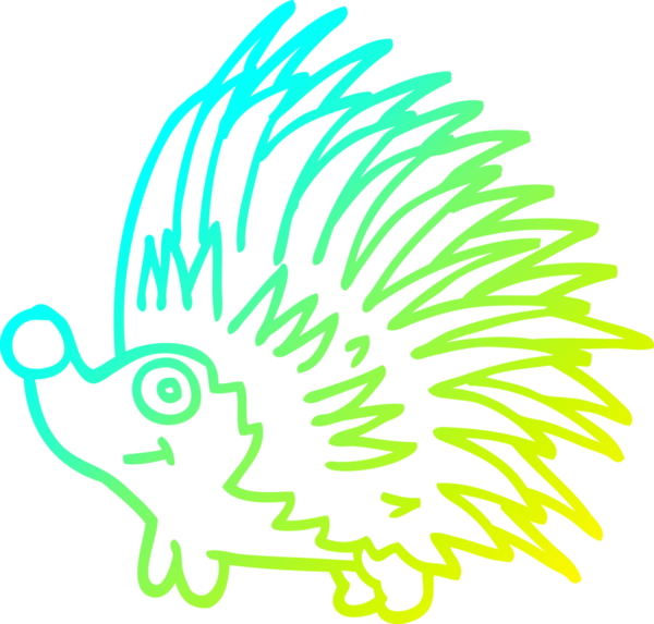 Bir insan tarafından çizilen sivri uçlu kirpinin soğuk gradyan çizimi.